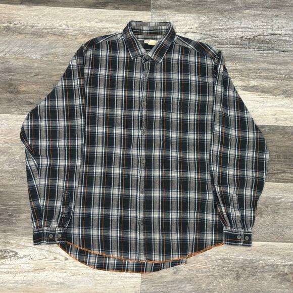 Carbon 2 Cobalt Blue Black Tartan Plaid Mens L Workwear Button Up Flannel Shirt‎ - Picture 2 of 8